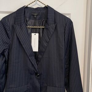 New Dance & Marvel pinstripe navy blue blazer with tie back detail Sz M